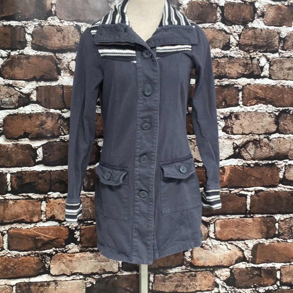 PrAna Coat Jacket Top XS Extra Small Gray Blue Long Sleeve Active